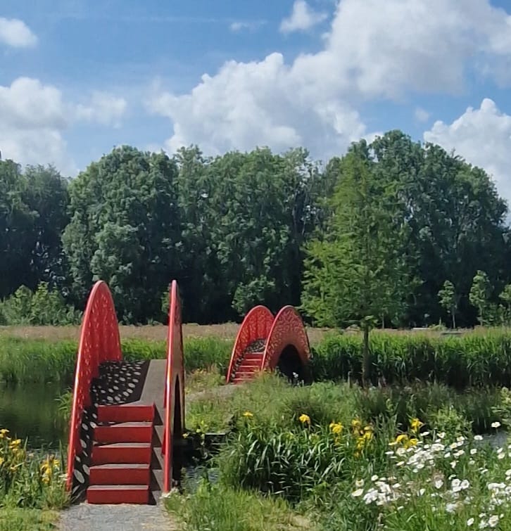 Joggers op bruggetje